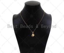 Load image into Gallery viewer, CZ Micro Pave Gold Dice Charm, Necklace Bracelet Charm Pendant,13x15mm,Sku#LK302