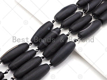 Load image into Gallery viewer, Natural Black Agate Barrel Spacer Beads, Black White Agate S