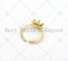 Load image into Gallery viewer, CZ Maple Leaf Shape Adjustable Ring, Sku#X247