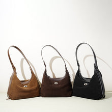 Load image into Gallery viewer, Genuine Cowhide Suede Bucket Bag - Versatile Chain Crossbody Shoulder Bag for Women