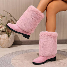 Load image into Gallery viewer, Women's Chunky Heel Snow Boots – Faux Fur Lined Mid-Calf Winter Boots