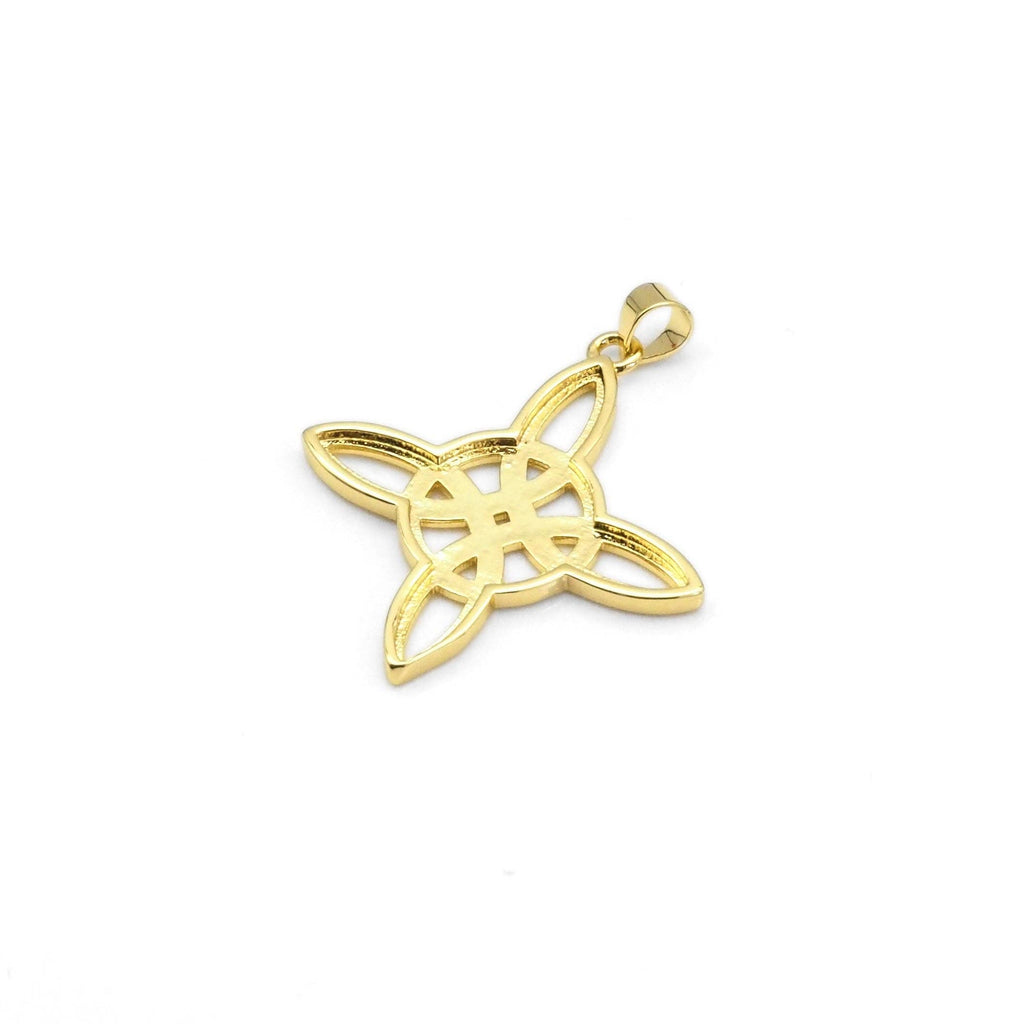 Gold Chinese Knot Flower Shape Charm, Sku#LK828