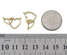Load image into Gallery viewer, Gold Double Heart Connecter Charm, Sku#LX110