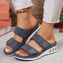 Load image into Gallery viewer, Women's Air Cushion Wedge Sandals – Rhinestone Embellished Beach Slides with Non-Slip Wedge Sole