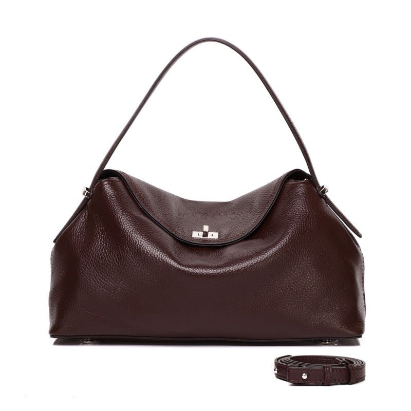 Premium Full-Grain Leather Tote Bag for Women - Office & Work Handbag with Multiple Compartments