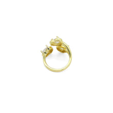 Load image into Gallery viewer, Gold Silver Clear CZ Triple Heart Adjustable Ring, Sku#A149