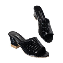 Load image into Gallery viewer, Women's Snake Print High Heel Slide Sandals - Open Toe Platform Heels