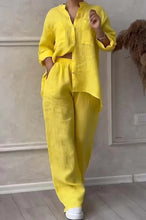 Load image into Gallery viewer, Wide-Leg Pants &amp; Lace-Up Top Two-Piece Set – Solid Color, 12 Colors S–5XL