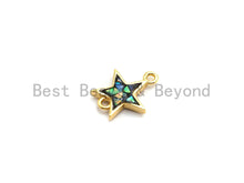 Load image into Gallery viewer, 100% Natural Abalone Shell Five Star Connector, Gold/Silver Plated Abalone, Bracelet/ Necklace Making Connector, 11x13mm,SKU#Z299