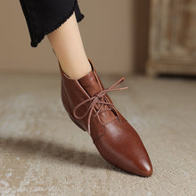 Load image into Gallery viewer, Women's Vintage Round Toe Ankle Boots - Genuine Leather Slip-On Chunky Heel Winter Boots