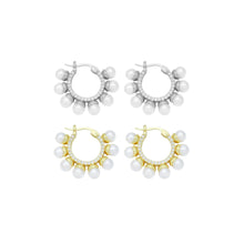 Load image into Gallery viewer, White Pearl CZ Around Hoop Earrings, Sku#A402