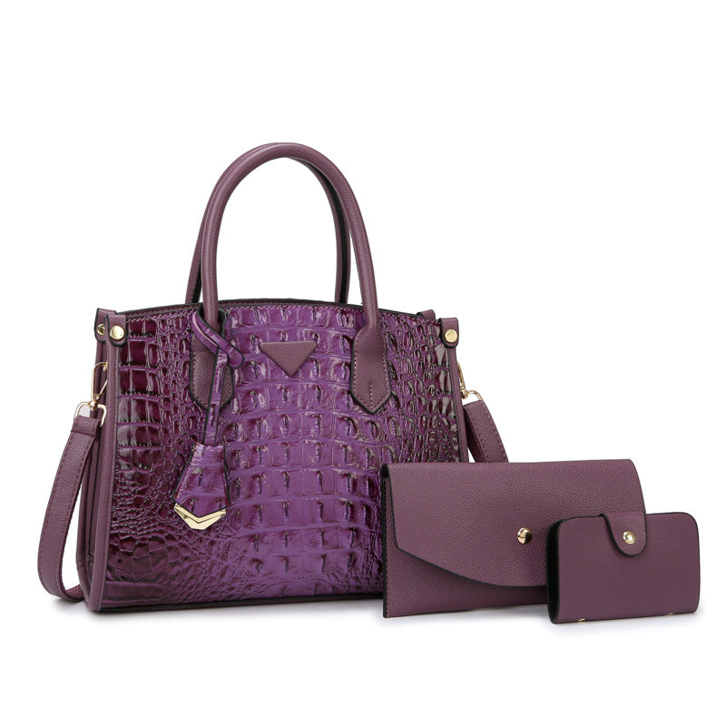 Vintage Crossbody Statement Handbag Set for Women - PU Leather Retro Shoulder Bag