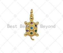 Load image into Gallery viewer, Colorful CZ Micro Pave Turtle Shape Pendant/Charm,18K Dainty Gold Charm, Necklace Bracelet Charm Pendant,11x19mm,Sku#LK296