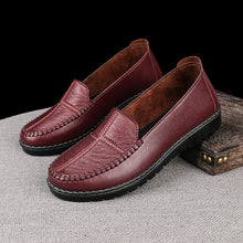 Load image into Gallery viewer, Women's Slip-On Leather Flats - Comfortable Round Toe Wedge Heel Casual Shoes