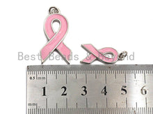 Load image into Gallery viewer, Enamel Pink Cancer Awareness Ribbon Pendant, AIDS Care Oil Drop pendant, Enamel pendant, Enamel Jewelry, 11x22mm/16x27mm,ku#X112