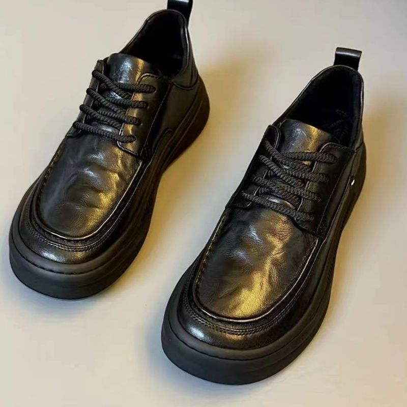 Men's Lightweight Leather Dress Shoes - Soft Sole Casual Lace-Up Oxfords