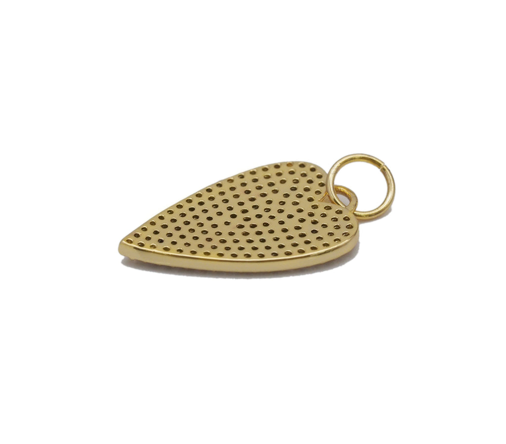 Gold CZ Pave Heart Charm, Sku#LX93