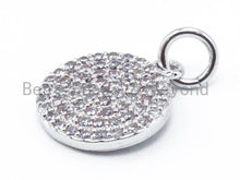 Load image into Gallery viewer, CZ Clear Micro Pave Coin Charm, Round Disc Pave Charm, Gold/Rose Gold/Silver/Gunmetal Pave Dangle Charms,10mm/8mm/6mm, Sku#F125