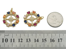Load image into Gallery viewer, Colorful Stone Gold North Star Round Charm, Sku#LX115