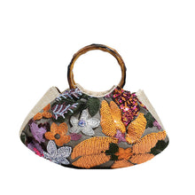 Load image into Gallery viewer, Bamboo Handle Tote Bag for Women - Shell Shape Shoulder Bag with Polyester Lining