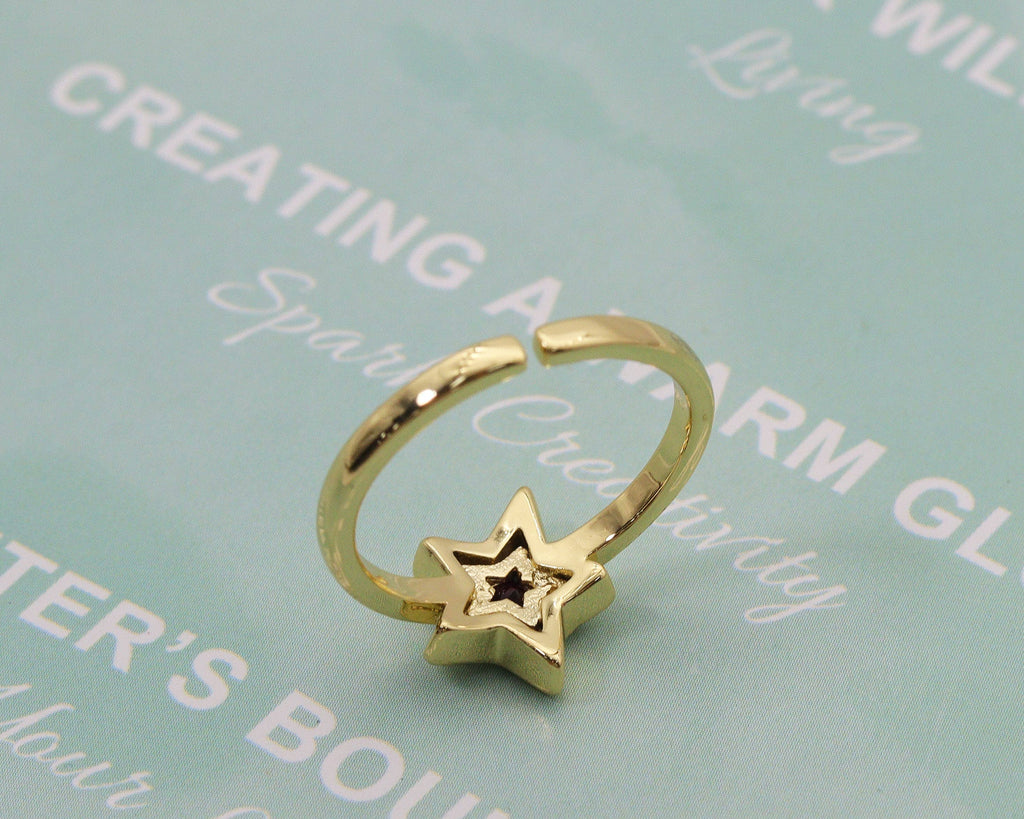 CZ Star Adjustable Ring, Sku#X314