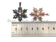 Load image into Gallery viewer, Large Colorful CZ Micro Pave Snowflake Pendant/Charm, Cubic Zirconia Pave Pendant, 29x35mm,sku#F856