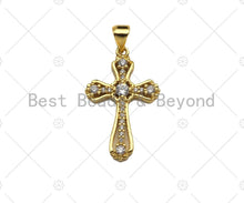 Load image into Gallery viewer, CZ Micro Pave Cross Shape Pendan,18K Dainty Gold Charm, Necklace Bracelet Charm Pendant,16x25mm,Sku#JL34