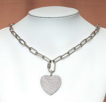 Load image into Gallery viewer, Paperclip chain necklace with star, heart, round disc pendant, sku#CL13
