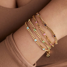 Load image into Gallery viewer, October Birthstone Rose Curb Chain Bracelet