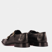 Load image into Gallery viewer, The Bishkek Black Leather Cap Toe Double Monk Strap Men Shoe
