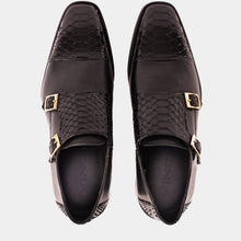 Load image into Gallery viewer, The Bishkek Black Leather Cap Toe Double Monk Strap Men Shoe