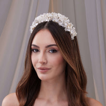 Load image into Gallery viewer, Handmade Pearl and Resin Flower Wedding Hair Band