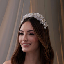 Load image into Gallery viewer, Handmade Pearl and Resin Flower Wedding Hair Band