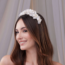 Load image into Gallery viewer, Handmade Pearl and Resin Flower Wedding Hair Band