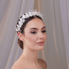 Load image into Gallery viewer, Resin Flower and Crystal Bridal Hair Wreath