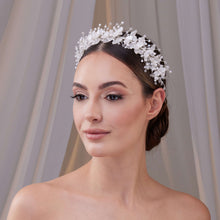 Load image into Gallery viewer, Resin Flower and Crystal Bridal Hair Wreath