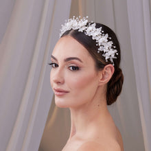 Load image into Gallery viewer, Resin Flower and Crystal Bridal Hair Wreath