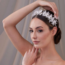 Load image into Gallery viewer, Resin Flower and Crystal Bridal Hair Wreath