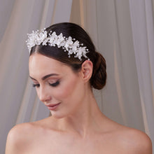Load image into Gallery viewer, Resin Flower and Crystal Bridal Hair Wreath