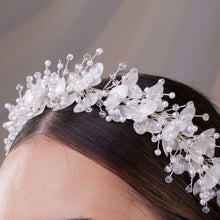 Load image into Gallery viewer, Resin Flower and Crystal Bridal Hair Wreath