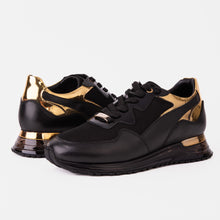 Load image into Gallery viewer, The Rialto Black &amp; Gold Leather Men Sneaker