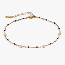 Load image into Gallery viewer, Black Enameled Chain Coin Station Anklet