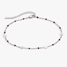 Load image into Gallery viewer, Black Enameled Chain Coin Station Anklet