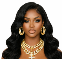Load image into Gallery viewer, Black Salon-Quality Luxurious Glueless Brazilian HD Lace Wig Body Wave Wear and Go Hair