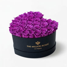 Load image into Gallery viewer, Heart Black Box | Bright Purple Roses
