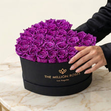 Load image into Gallery viewer, Heart Black Box | Bright Purple Roses