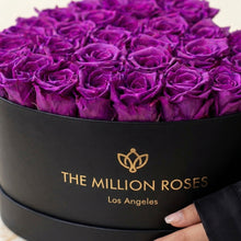 Load image into Gallery viewer, Heart Black Box | Bright Purple Roses
