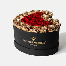 Load image into Gallery viewer, Heart Black Box | 24K Gold &amp; Red Roses