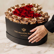 Load image into Gallery viewer, Heart Black Box | 24K Gold &amp; Red Roses