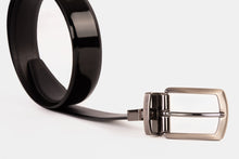 Load image into Gallery viewer, The Sun Reversible Black Patent Leather Belt
